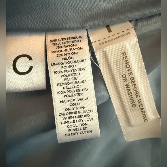 LOFT Light Blue Crushed Velvet Puffer Vest - Picture 9 of 9